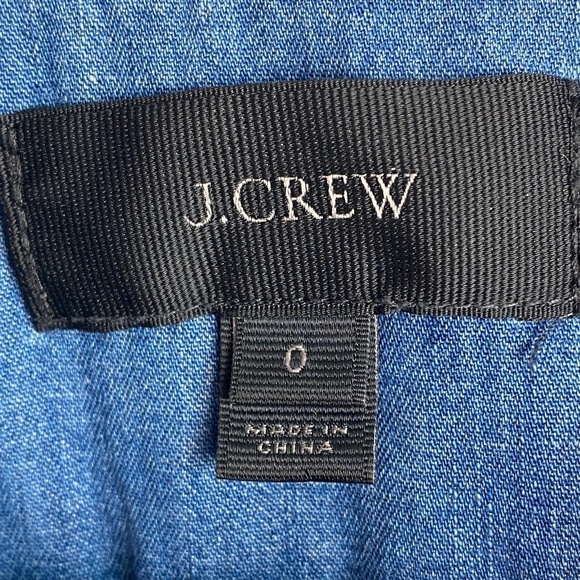 J. Crew Women's Denim Collared Romper Short Sleeve Size 0 Button Up Front - Picture 2 of 16